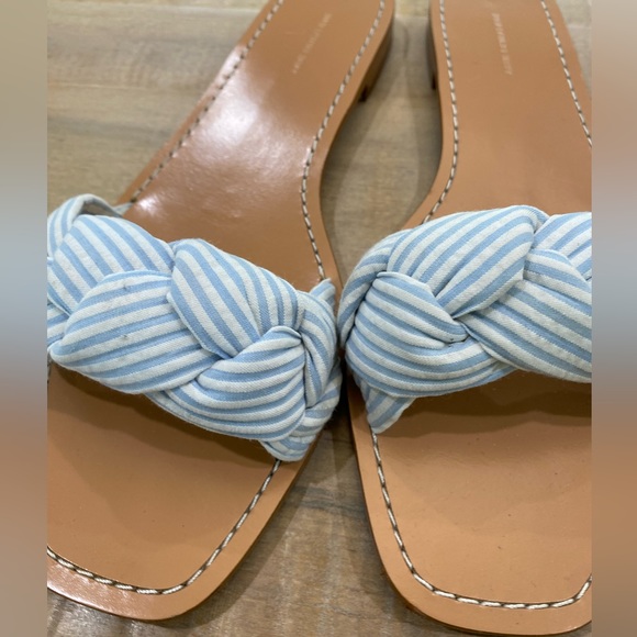 Something Navy Cici Bow nautical blue white striped slide on sandals flats shoes - Picture 5 of 13